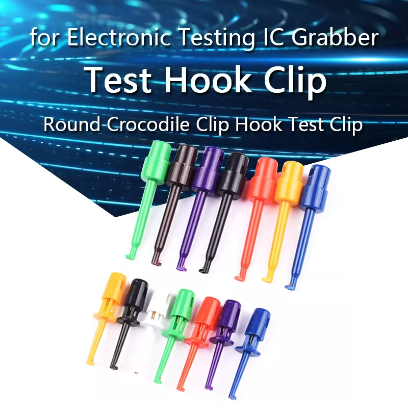 5Pcs Mini Single Test Hook Clip Test Probe for Electronic Testing IC Grabber Small Size Round Crocodile Clip Hook Test Clip