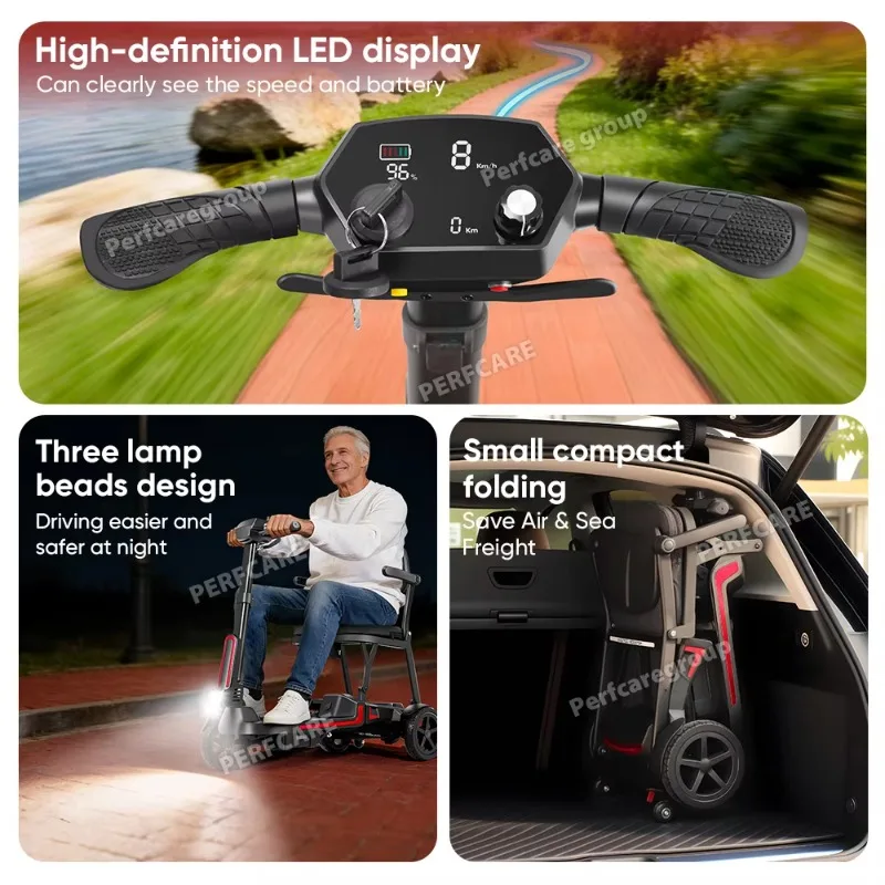 Lightweight Mobility Scooter Disabled Elderly Seniors Easy Operation Dual Battery Brushless Motor Save Shipping Scooter 14kg