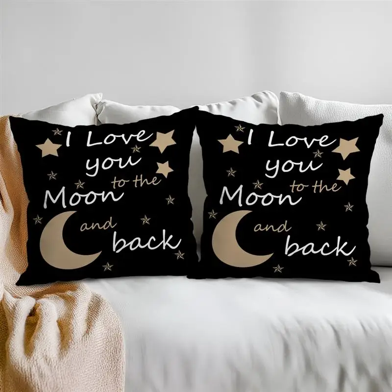 I Love You To The Moon And Back Printed Pillowcase Pillow Cover Cushion Cover Home Bed Sofa Pillowslip Case Love Letter Design