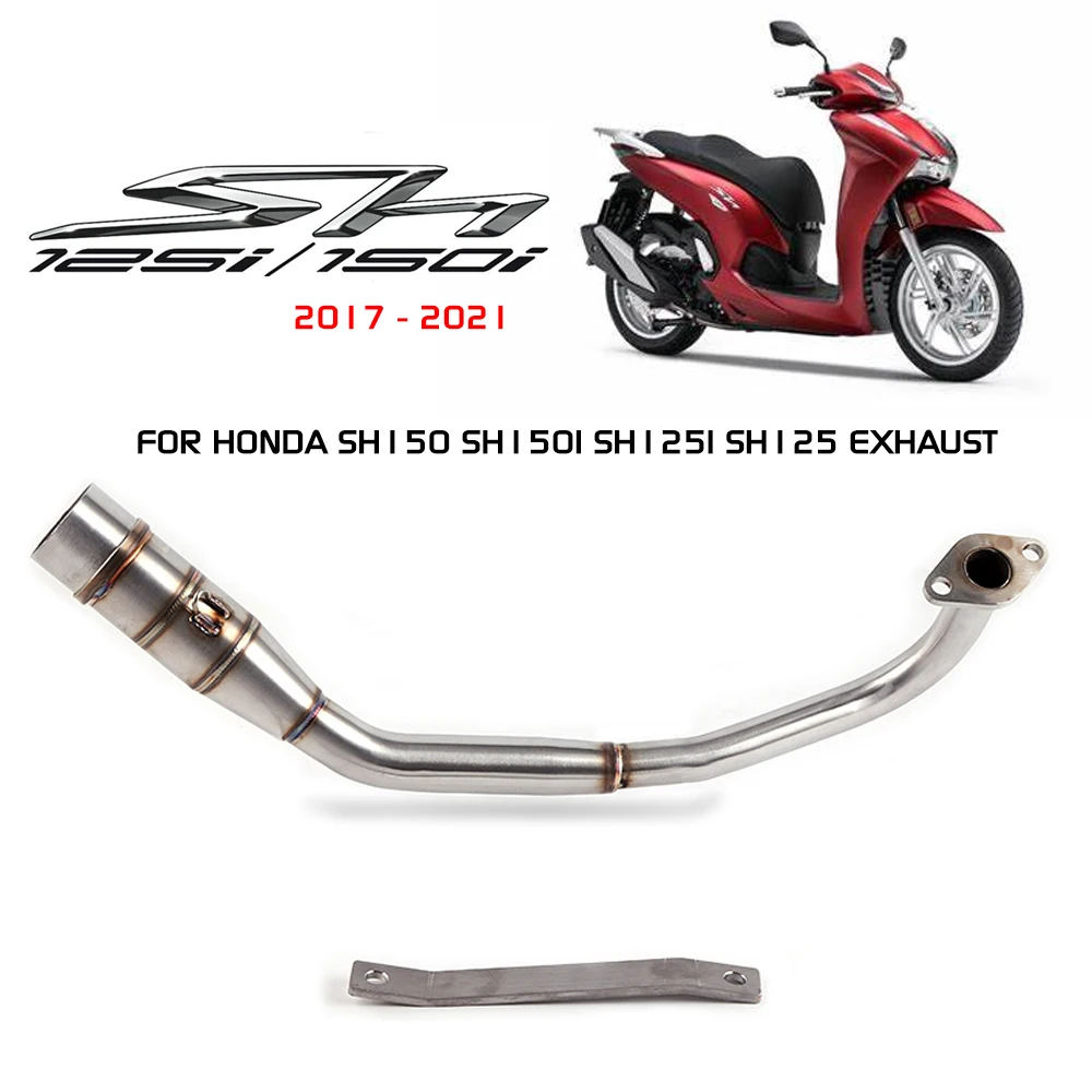 Motorcycle Exhaust Full System For Honda SH150 SH150I Sh125i 2017- 2021 Modified Front Middle Link Pipe Muffler Exhaust SH125