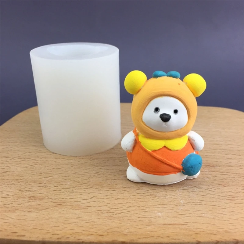 367A 3-dimensional Candle Mold Backpack Bear Shaped Craft Art Silicone Mold for Making Candle Handmade Tabletop Ornaments