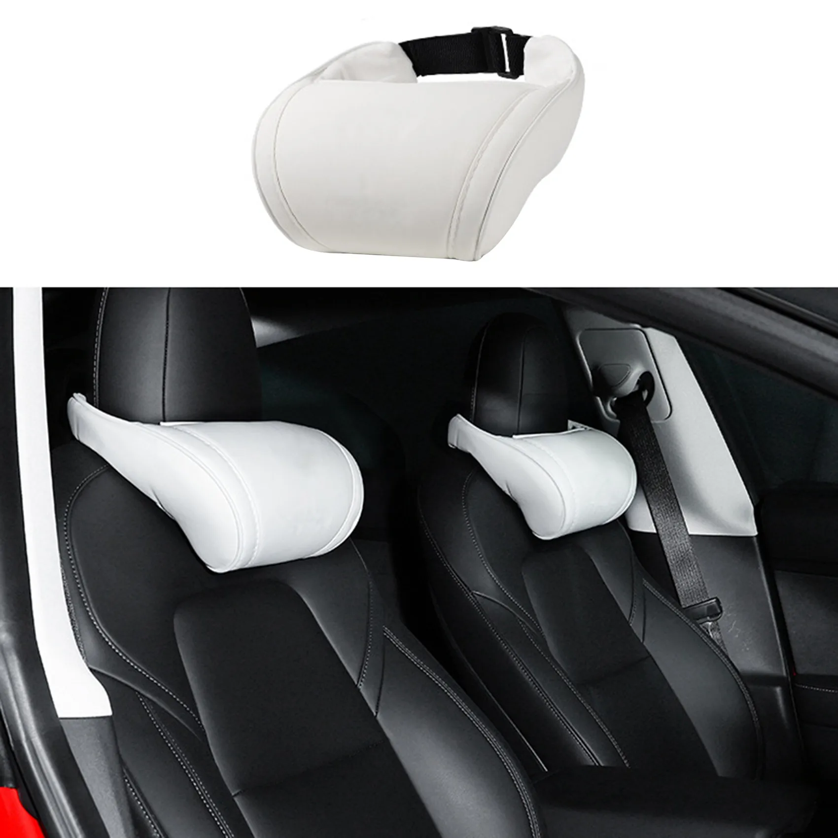 Car Seat Encosto de Cabeça Pescoço Travesseiro, Confortável Memory Foam, Acessórios para Tesla Modelo X, Y, S, 3, Branco