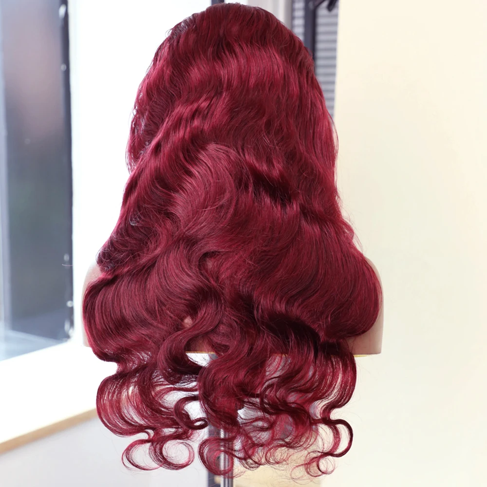 الجسم موجة 99J بورجوندي الدانتيل الجبهة الباروكات الشعر البشري 13x4 HD الدانتيل الباروكة الأمامية النبيذ الأحمر اللون 4X4 الدانتيل الجبهة الباروكات قبل قطعها