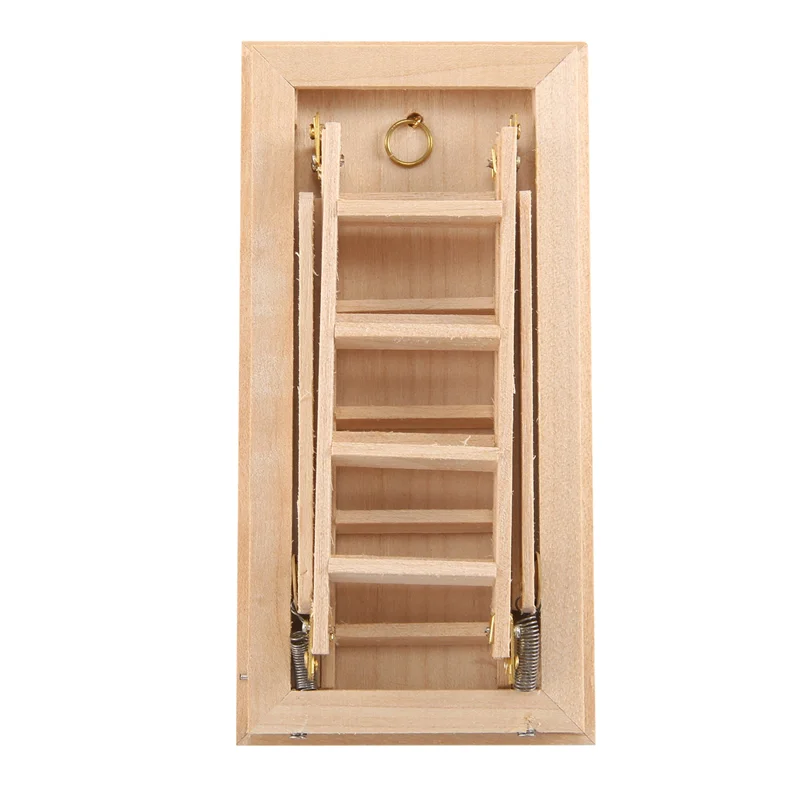 ミニモダン家具ミニチュア折りたたみ屋根裏階段ドールハウス装飾1:12ドールハウス