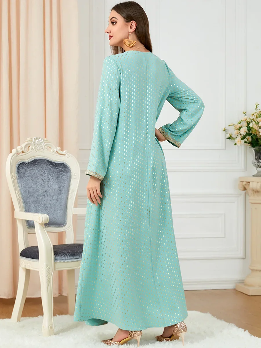 Mulheres primavera verão ramadan vestido muçulmano moda manga longa a linha saia abaya árabe islâmico feminino marroquino kaftan vestido