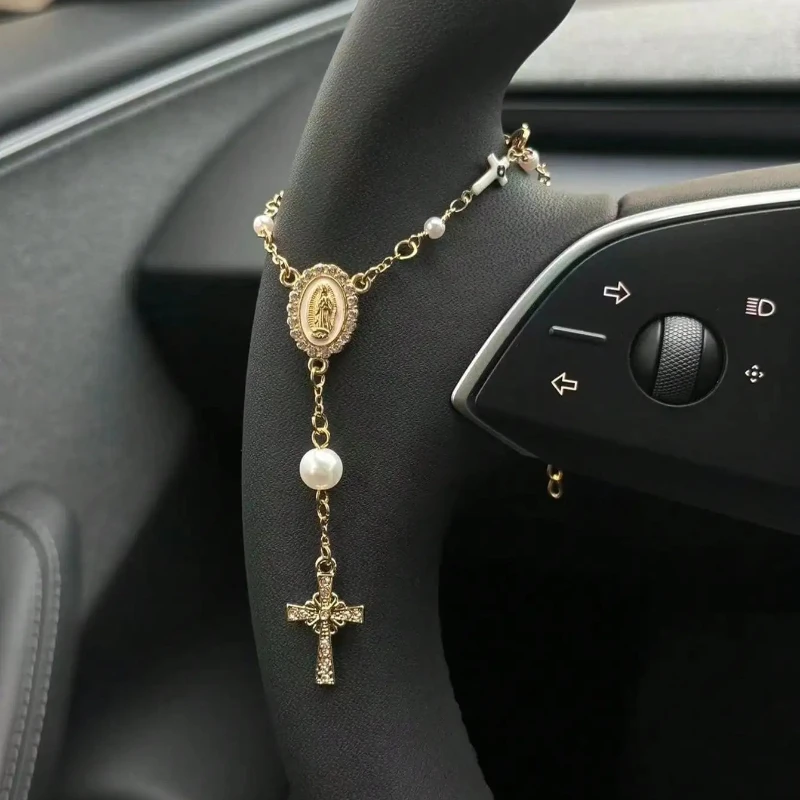 1pc Steering Wheel Rosary Ornament| RosaryCar Pendant Accessory|Car Decor | Car Pendant | Unique Fashion Car Pendant Decorat