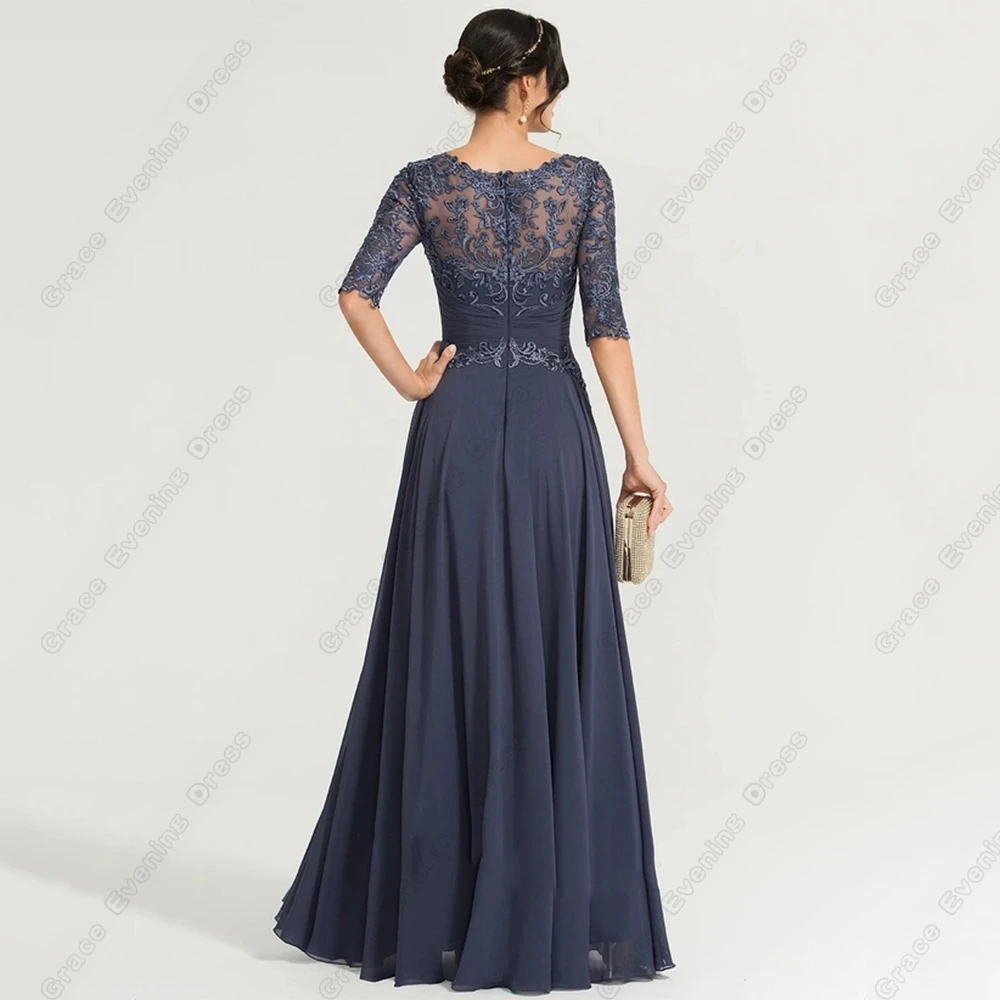 Half Sleeve Mother of Bride Dresses for Women Chiffon Beach Wedding Party Dresses with Lace 2024 Summer Robe De Soirée