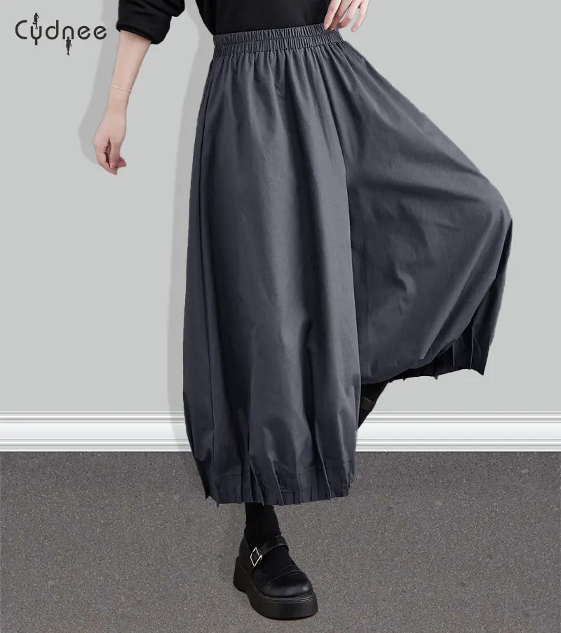 Black Gaucho Palazzo Pants for Women Wide Leg Dress Pants High Waisted Dressy Trousers Tall Plus Size Bloomers with Pockets