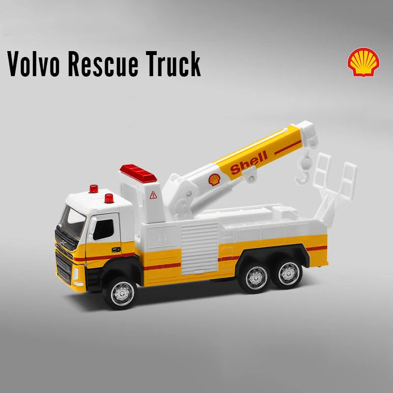 1:72 VOLVO Container Truck Oil Tanker Shell Truck Alloy Trailer Gulf Oil Car Model Children\'s Pull Back Car Model Truck Boy Toy