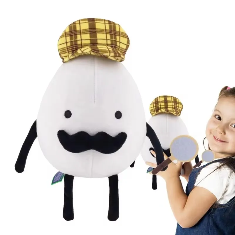 White 25cm Cartoon Detective Egg Plush Pillow Game Peripherals Doll Gift Fans Toys Soft Plush Pillow Toy for Kids