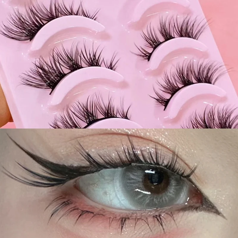 5/10Pairs Fuchs Falsche Wimpern Gekräuselt Flauschigen Volumen Nerz Volle Streifen Wimpern Natürliche Weiche Kreuz Augen Make-Up Wimpern verlängerung