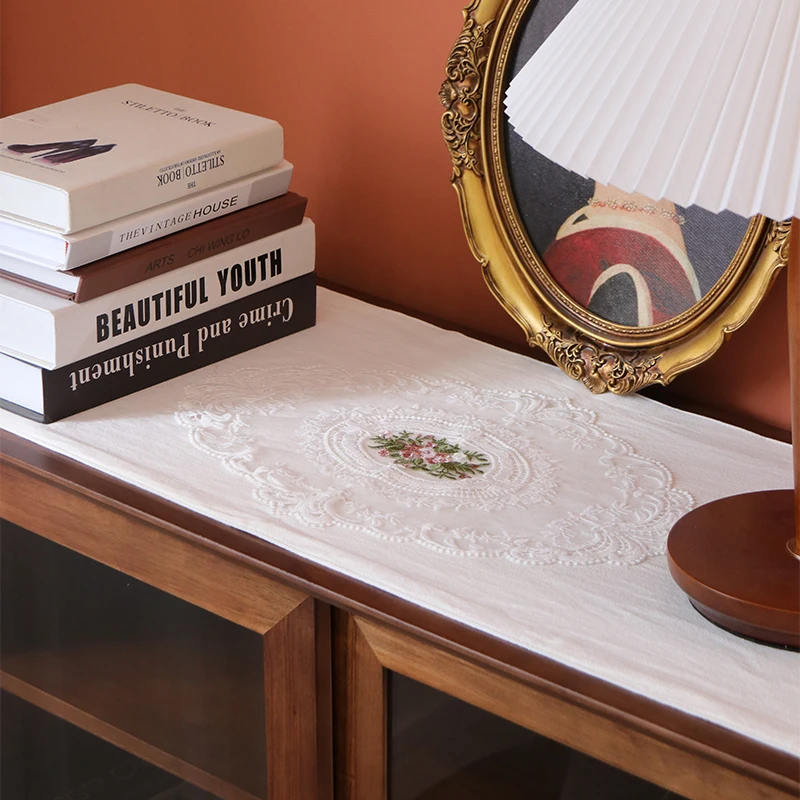 American-style tassel table pad pastoral coffee lace light luxury dresser cloth TV cabinet side cabinet custom table runner
