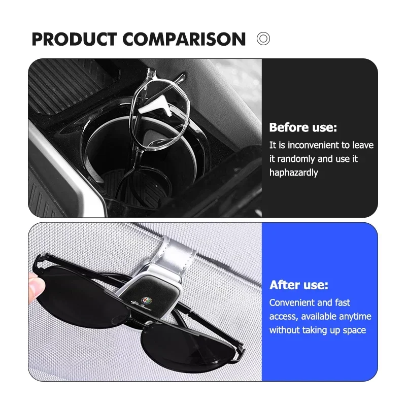 suporte-de-Oculos-de-sol-em-camurca-para-quebra-sol-de-carro-com-clipe-de-armazenamento-para-alfa-romeo-gt-stelvio-f1-brera-volante-tonale-gloria-disco