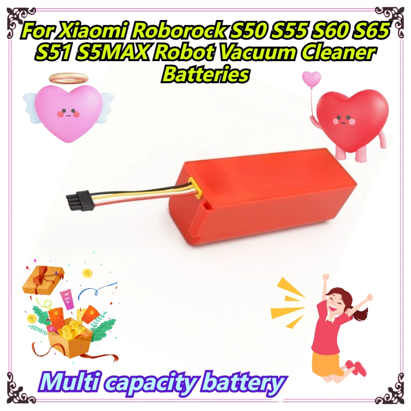 

Multi capacity battery For Xiaomi Roborock S50 S55 S60 S65 S51 S5MAX Robot Vacuum Cleaner Batteries