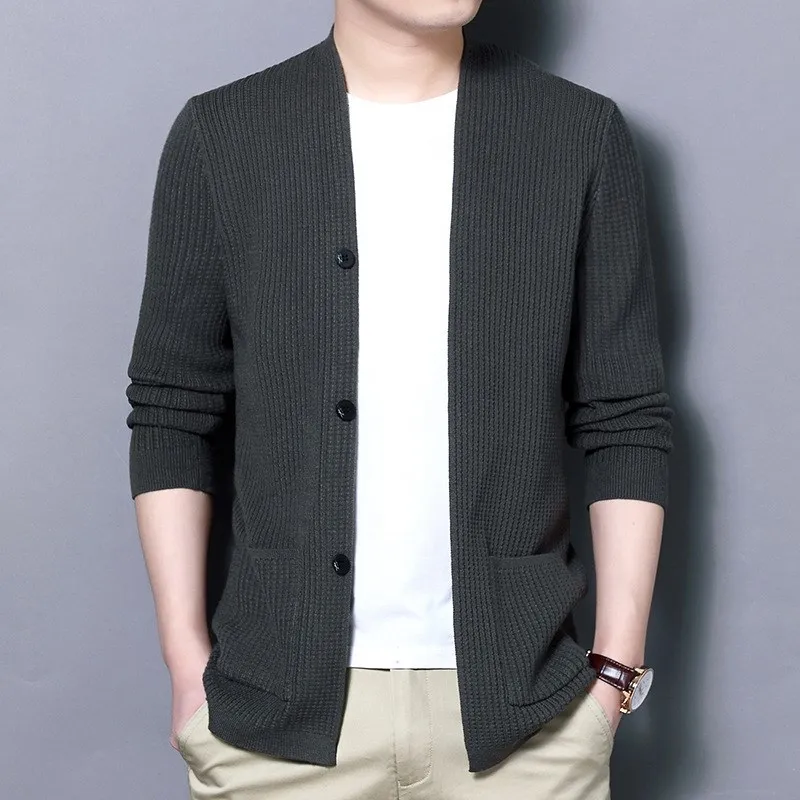 

Knitted Cardigan Sweater Men's Spring Autumn Casual Long Jaet Youthful Breathable Comfortable Fiber Blend Non-Sinking