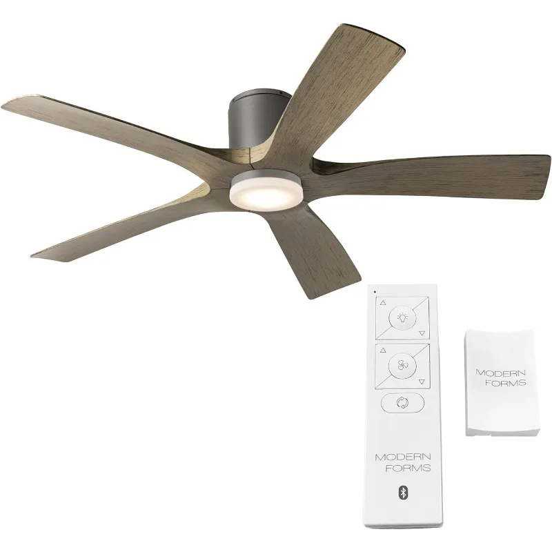 54in Graphite Weathered Gray with Remote Control  Aviator Smart Indoor and Outdoor 5-Blade Flush Mount Ceiling Fan