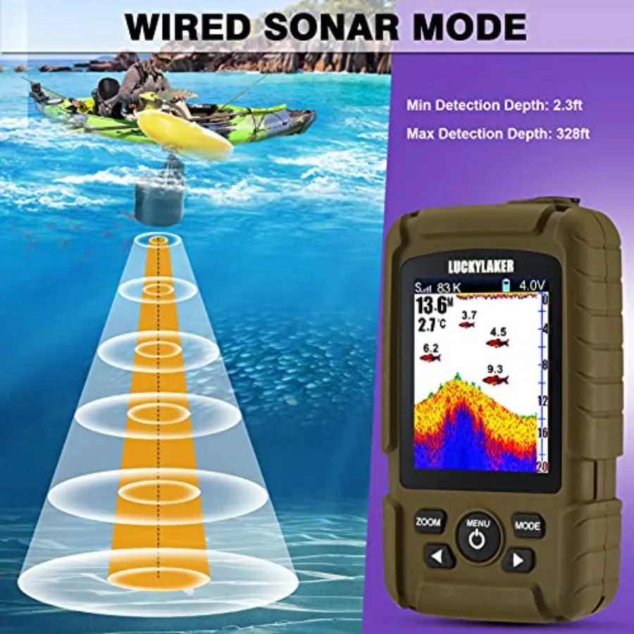 قارب محول الأسماك المكتشفون السونار اللاسلكية المحمولة عمق مكتشف كاياك عرض مقاوم للماء مكتشف الأسماك الاستشعار السلكية الجليد Fishin #3
