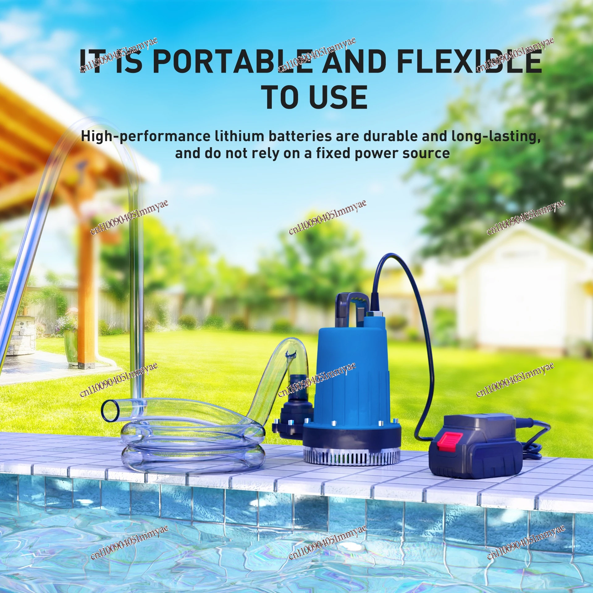 Pump 21V Lithium Battery Submersible Pump Outdoor Wireless Portable Multi-function Pumping Fish Pond