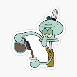 Squidward Coffee Sticker for Laptop Decor Bedroom Car Cute Cartoon Art Fashionable Public Suitcase