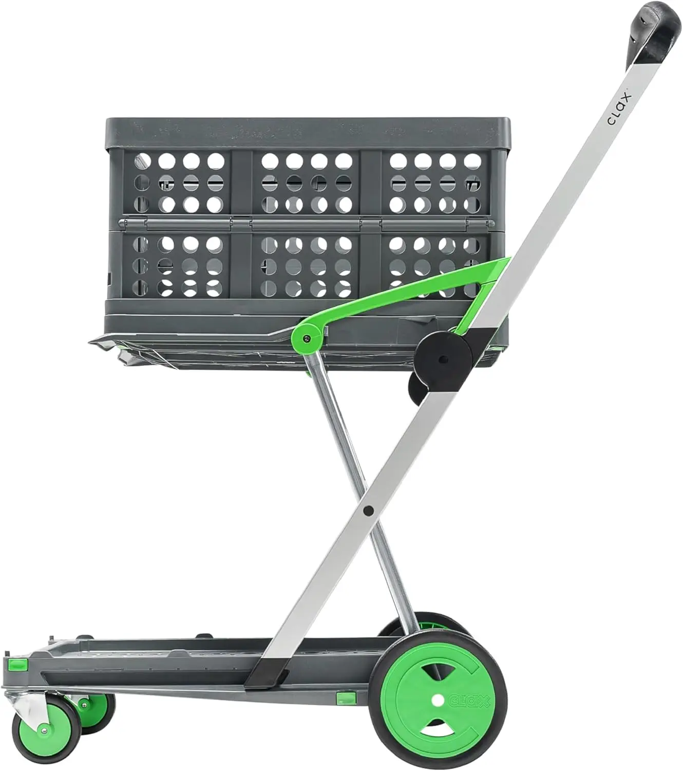 

German-Made Multi-Use Collapsible Cart with Storage Crate, Mobile Folding Trolley in Green