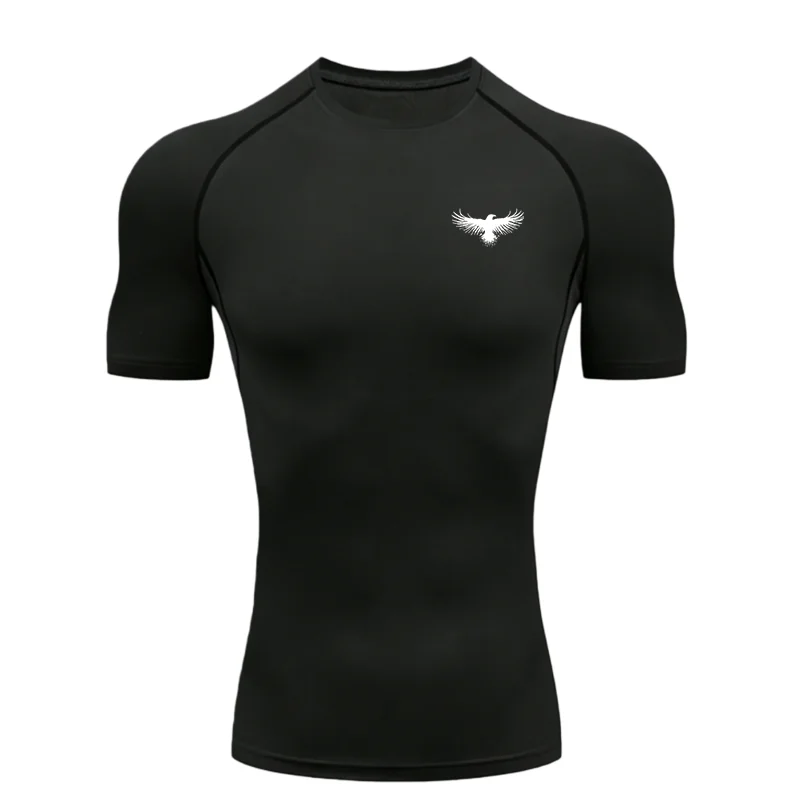 

Мужская спортивная футболка Black Eagle, компрессионная футболка для тренировок и фитнеса, топы Rashgard, быстросохнущая футболка с короткими рукавами