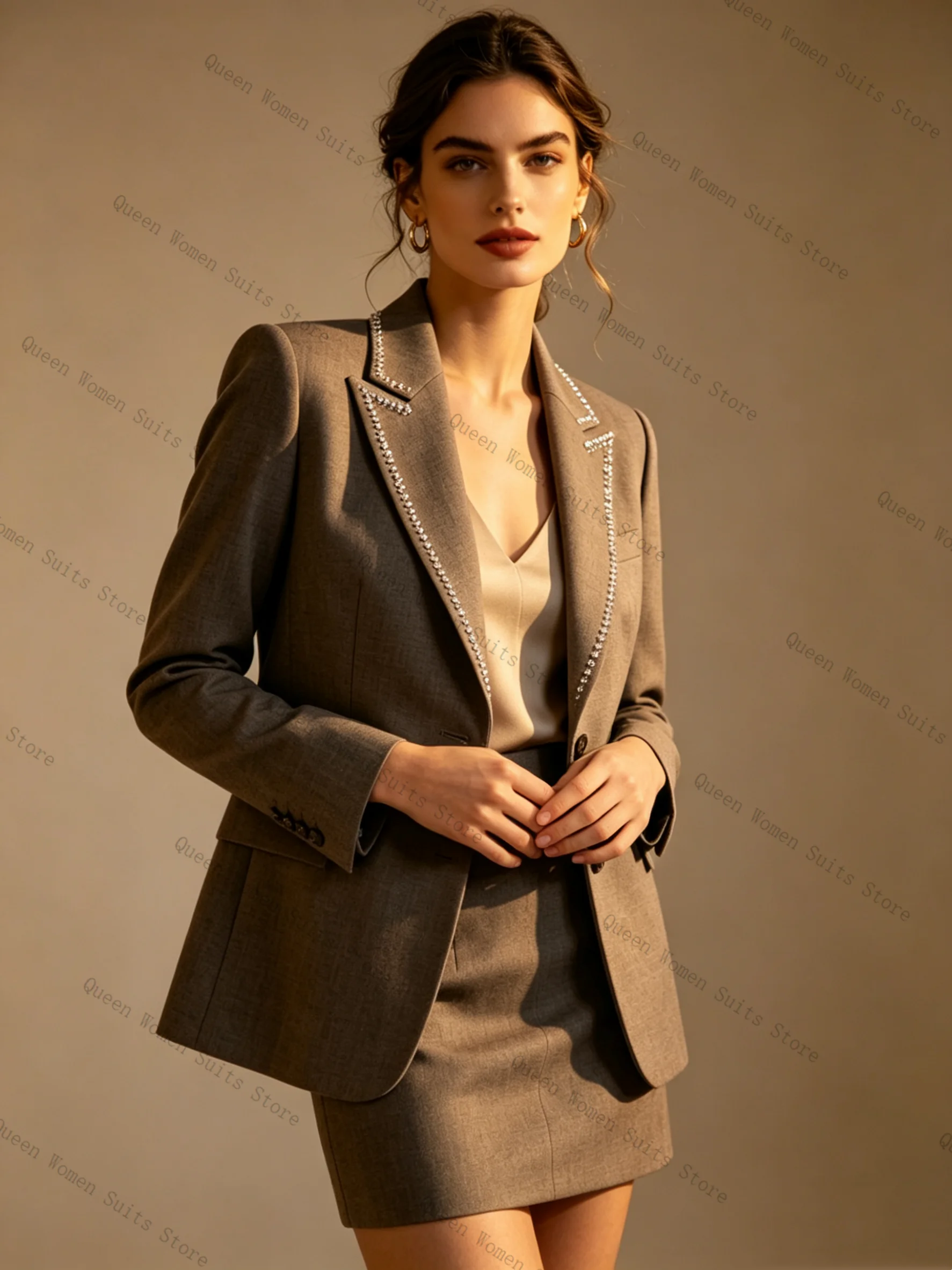 봄 크리스탈 여성 정장 스커트 세트 2피스 블레이저 프 - Women'S Formal Jackets To Wear With Dresses 리뷰 및 가격