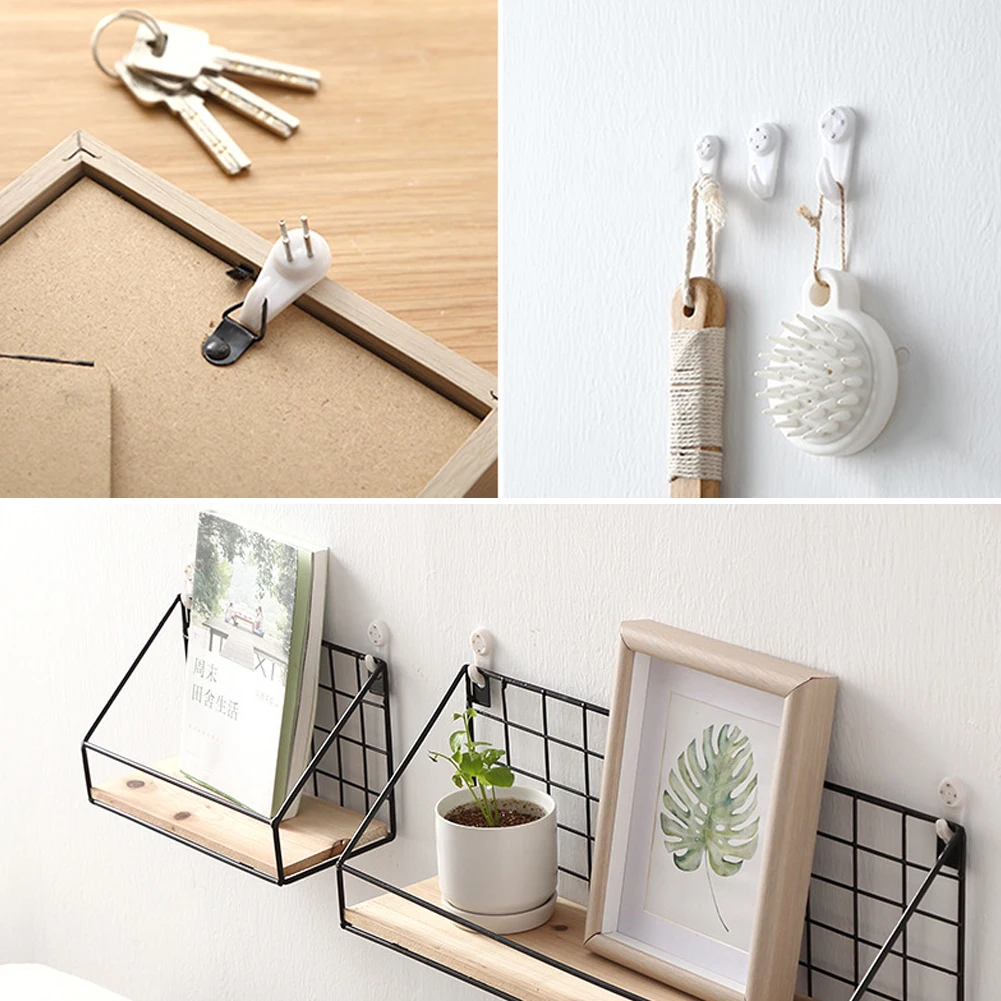 20pcs/set Photo Frame Hanging Hook White Painting Hook Plastic Invisible Wall Hooks Mount Photo Picture Nail Hook Hangers