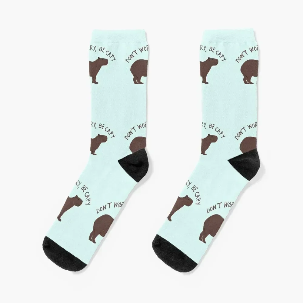 

Don't Worry, Be Capy (Capybara) Socks japanese fashion colored soccer anti-slip Designer Man Socks Women's