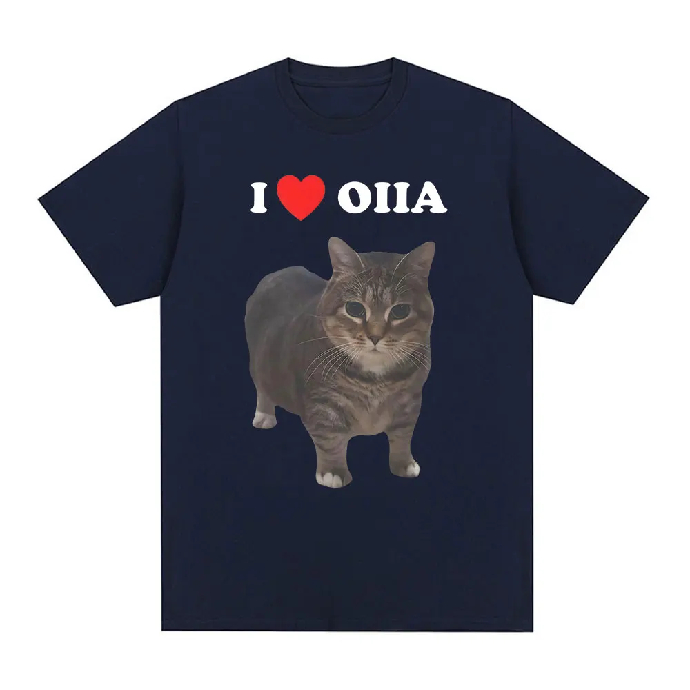 Spinning Cat Meme Funny I Love Oiia T-shirt Men Women Harajuku Fashion Short Sleeve Tee Shirt Men's Clothing T Shirts Streetwear