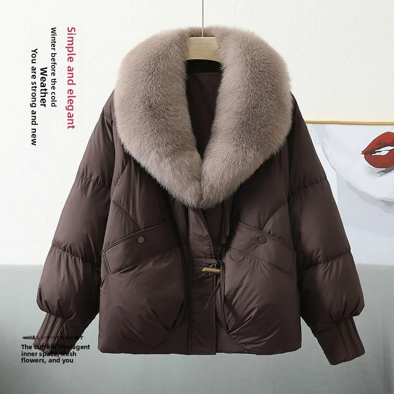 

Утепленное зимнее пальто Ele Thiened для женщин с меховым воротником, универсальная верхняя одежда для повседневной носки от gujie Long Sve