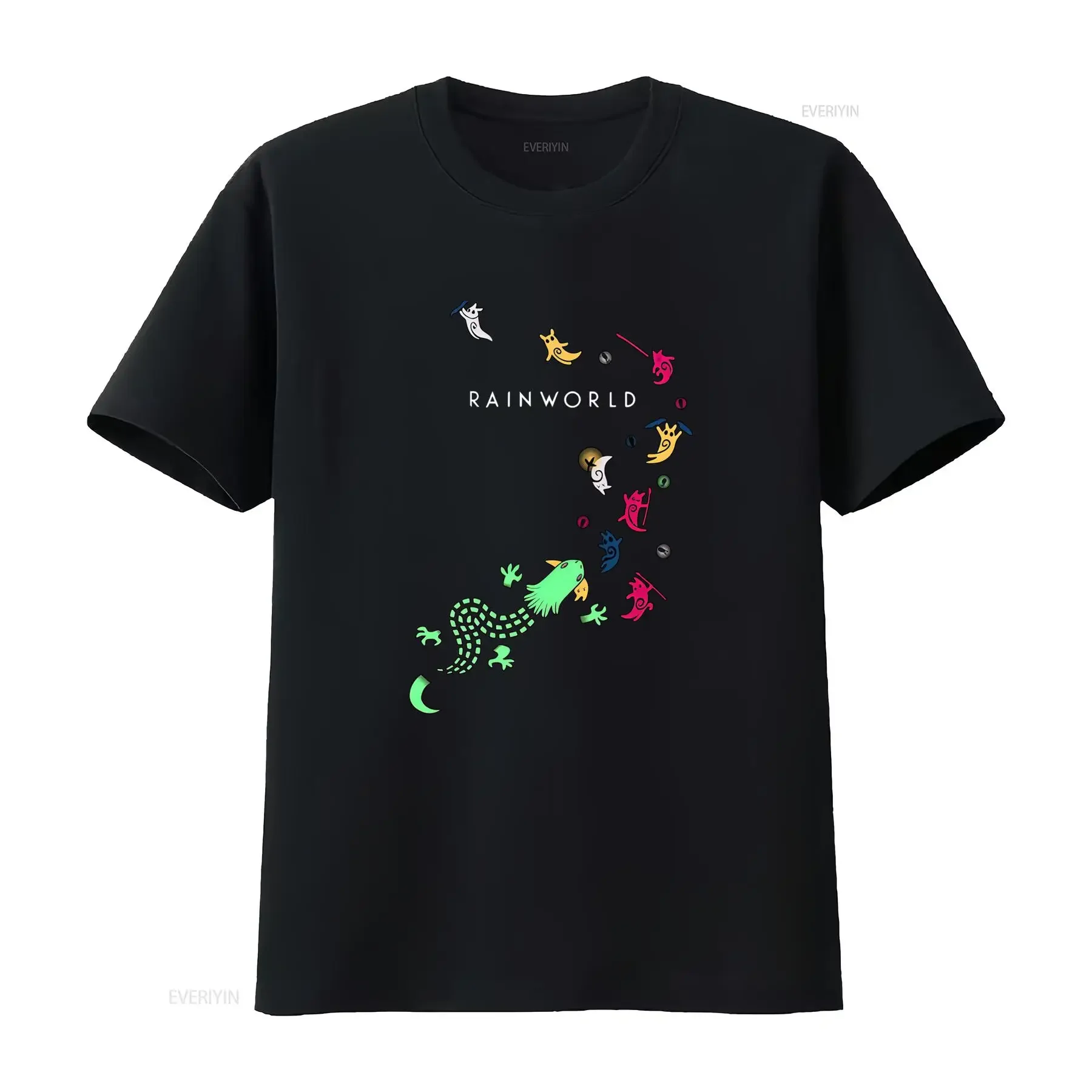Rain World T Shirt Soft Breathable 100 Cotton Crew Neck with Vibrant Amphibian Characters Frog Toad Salamander Logo Print