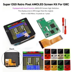 AMOLED 터치 OLED 라미네이트 스크린, GBC 게임보이 컬러용 내장 OSD 레트로 픽셀 스크린, 프리컷 하우징 쉘, 2024 최신