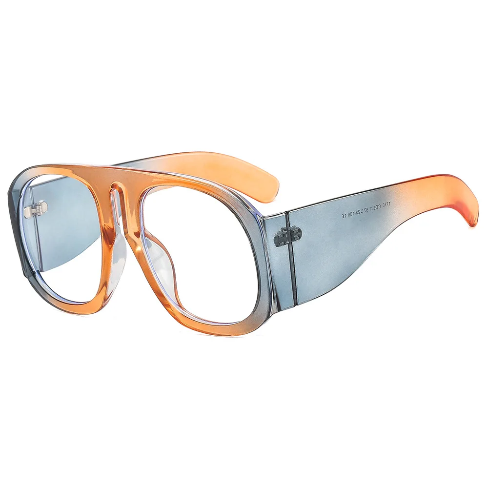 Oval 2022 Trendy Stripe Oversized Round Vintage Glasses 2022 Big Frame Marble Prescription Eyeglasses Frames For Women image 4