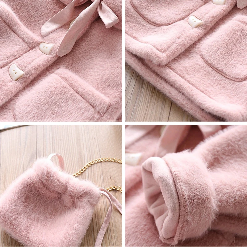 3 4 6 8 10 Years Girls Jacket Autumn Winter Warm Faux Fur Coat For Girls Christmas Princess Outwear Cute Plush Children Clothing