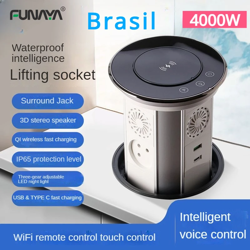 tomadas tuya inteligentes de elevacao impermeavel tomada de mesa oculta com usb wifi br pop up sockets brasileiros pd15w 16a 110 250v 4000w 01