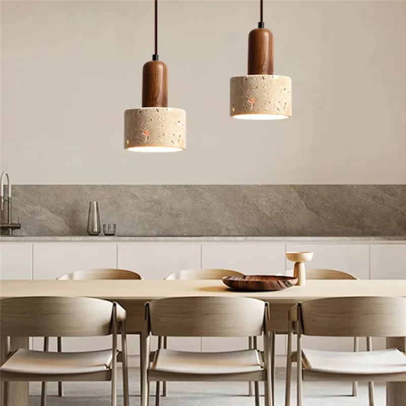 

CQMF-110-240V Yellow Travertine Japanese Wabi Sabi Style Nordic Pendant Light For Bedside Or Restaurant Ambiance