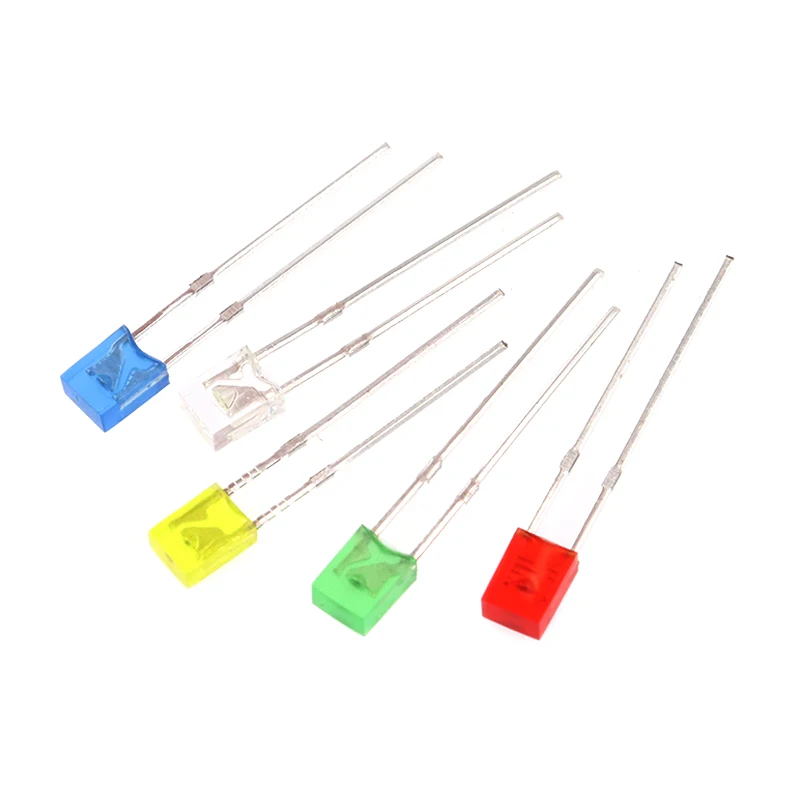 

100PCS 2*3*4MM Rectangular LED Emitting Diode Lamp White Red Green Blue Yellow Clear Diffused Color Micro DIY Indicator 3V 2x3x4