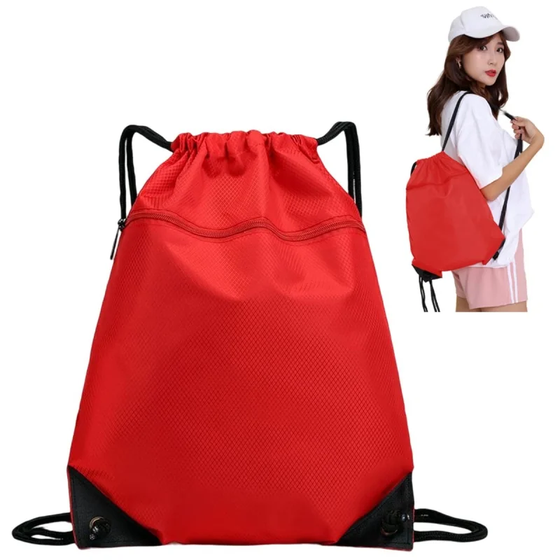 

Спортивная сумка на шнурке, водонепроницаемый спортивный рюкзак на шнурке с карманом на молнии, школьная сумка для отдыха, путешествий, пляжа, плавания