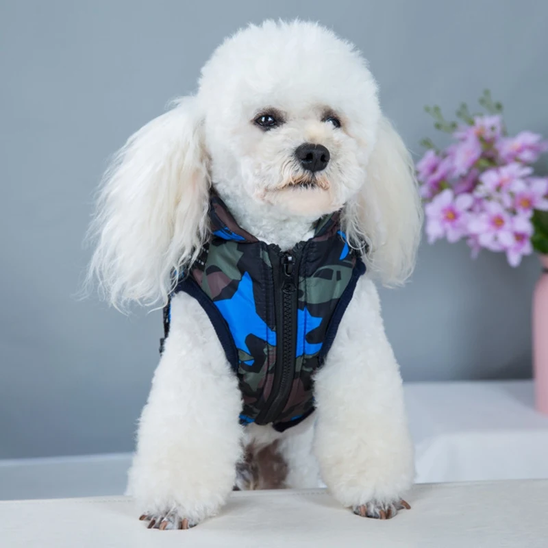 Pet Sleeveless Cotton Padded Vest Jacket Warm Ski Suit Dog Waistcoat Cosy Sweatshirt Cat Durable Chest Strap Winter Clothing