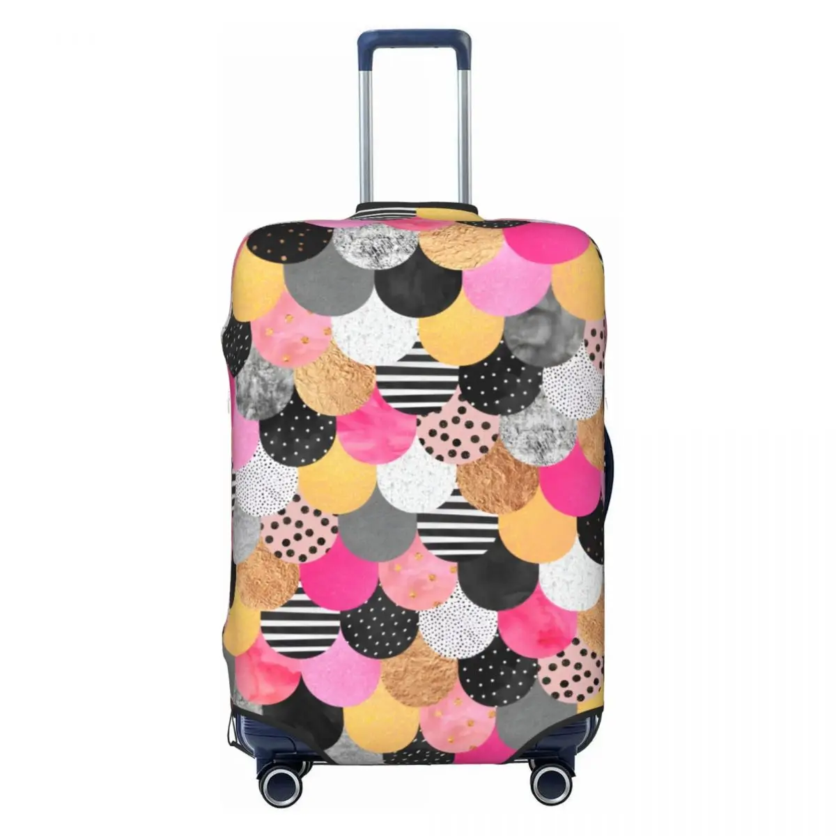

Custom Pretty Mermaid Luggage Cover Protector Washable Abstract Geometric Art Travel Suitcase Covers