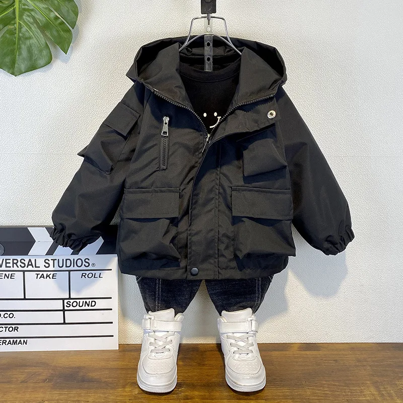 Boys Down Coat Jacket Cotton Outerwear Windbreak 2023 Cool Thicken Velvet Winter Warm Children's Clothing -10 Degrees Below Zero