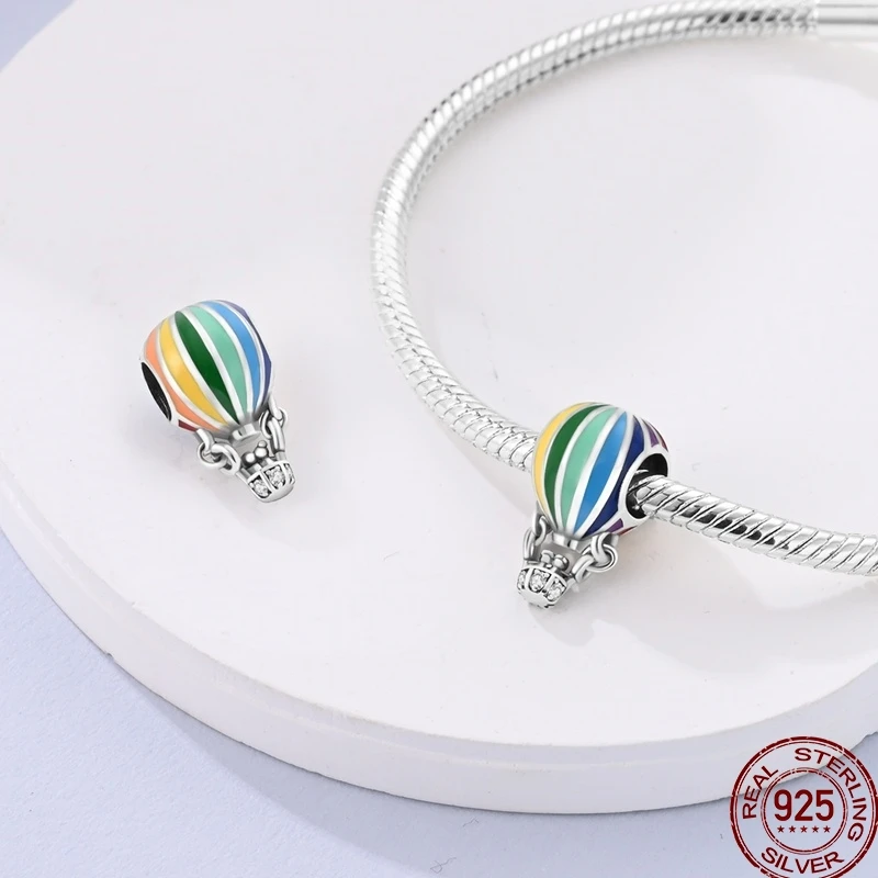 925 Sterling Silver Hot Air Balloon Series Rocket Colorful Romantic Charm Beaded Beads Suitable For Pandora Original Bracelet