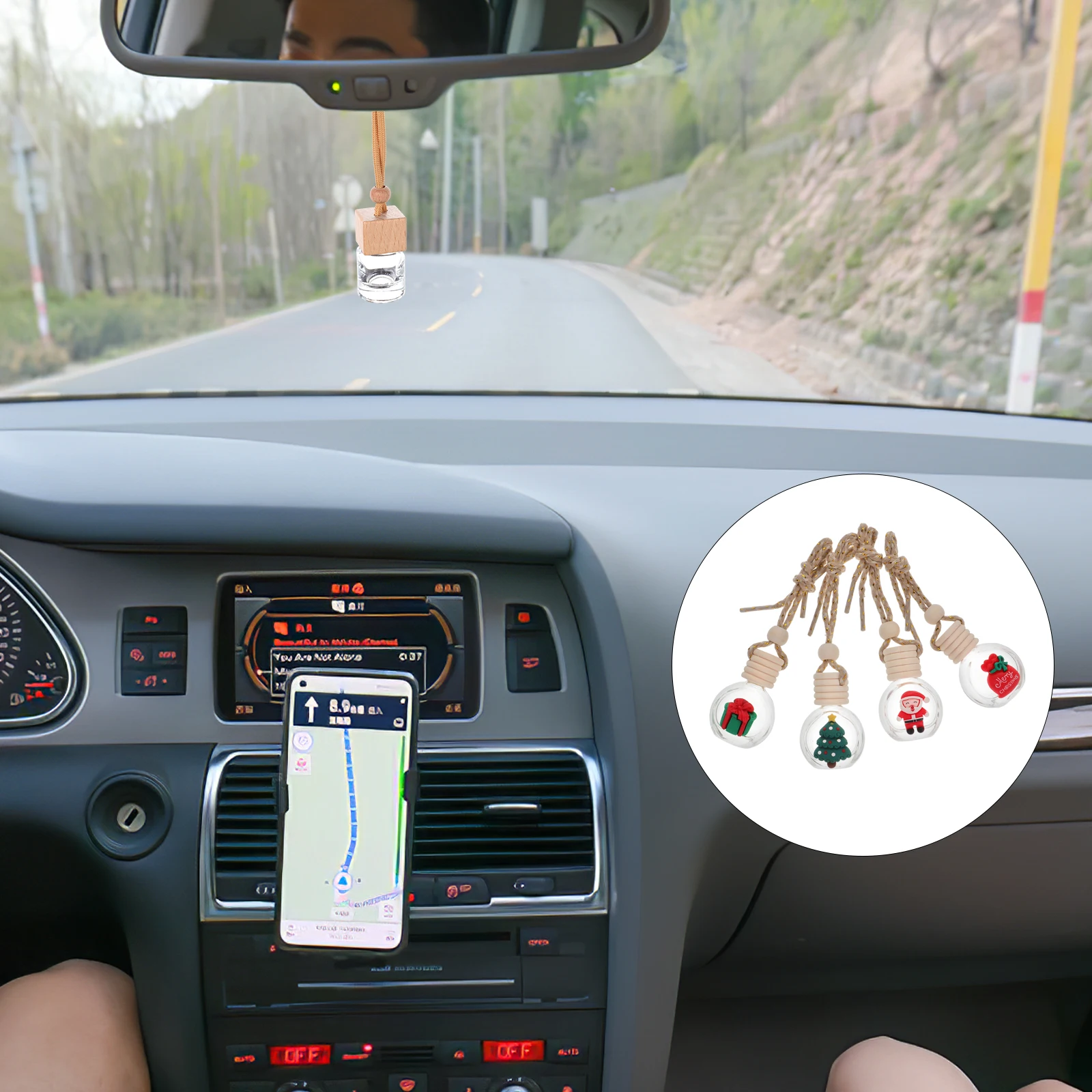 

4pcs Empty Perfume Bottles Transparent Glass Diffuser Bottles Refillable Car Air Fragrance Decorations For Vehicle Interior