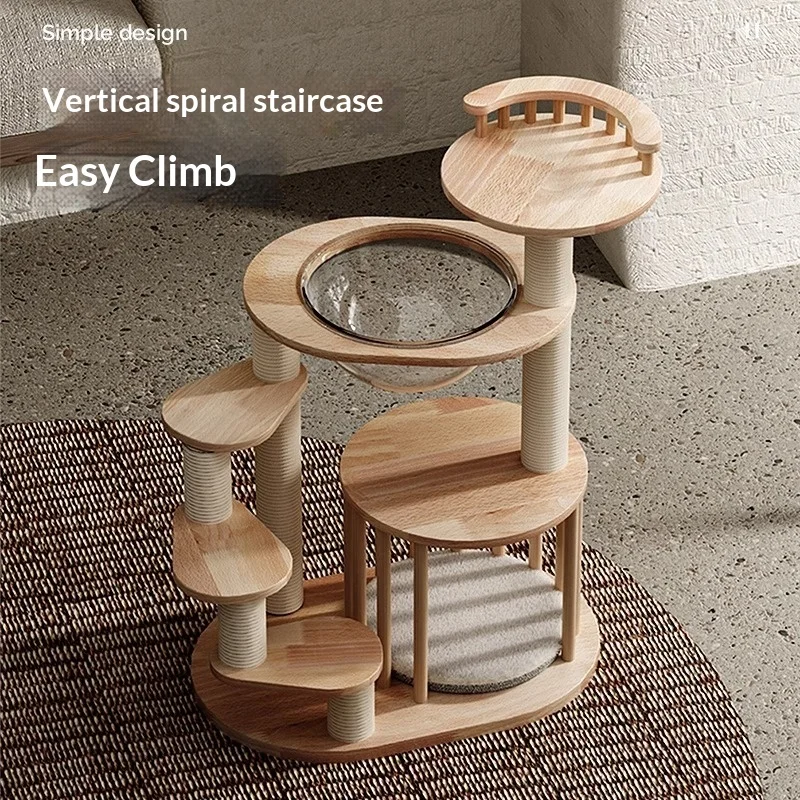 Árbol para gatos Munchkin de madera maciza, cama y salto todo en uno - imagen 2