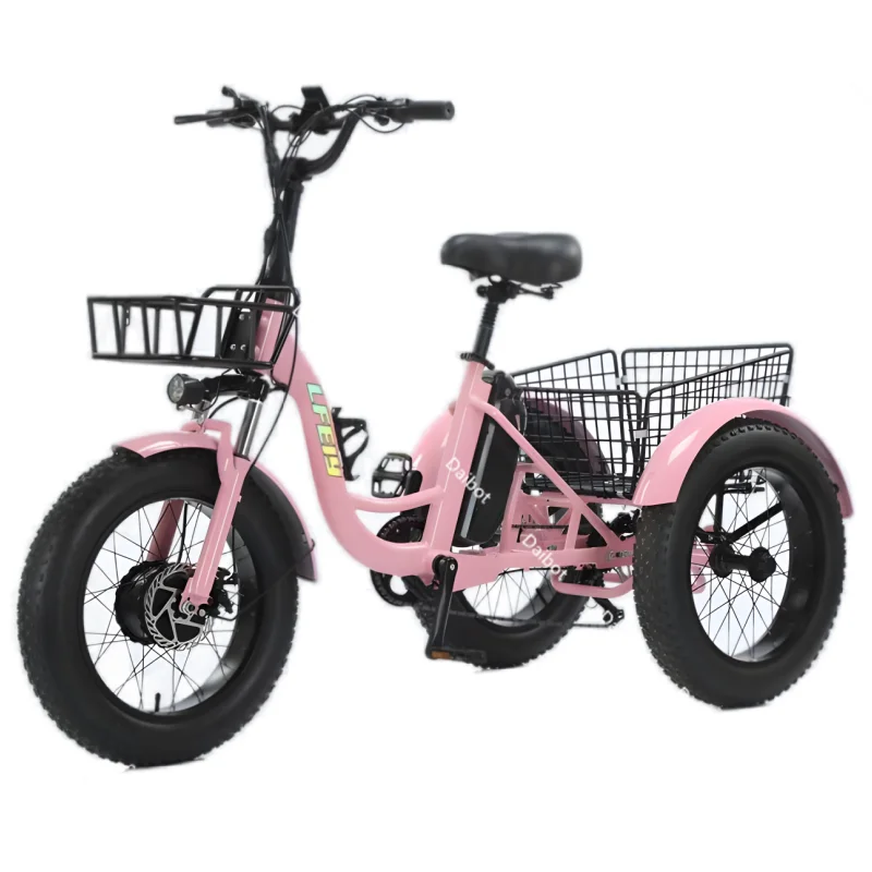 Three Wheel Adult Electric Tricycle Mini Car Cargo Vehicle 48V 500W Fat Bike Electric Bicycle For Women Man Removable Battery