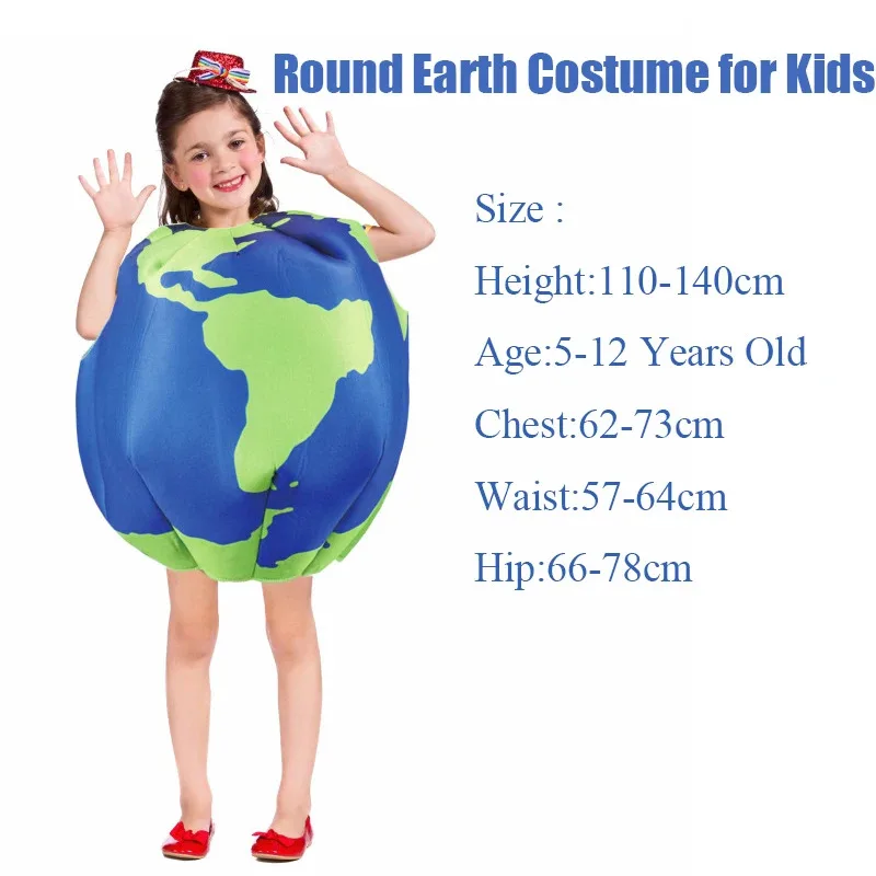 

2025 11 Unisex Girls Boy Child Round Earth Costume for Kids
