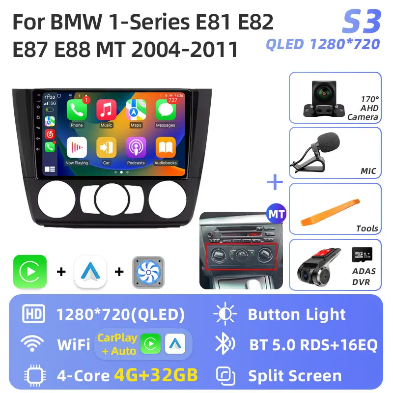 Jundof Android 16 Autoradio Voor BMW 1 Serie E81 E82 E87 E88 OP 2004-2012 GPS Navigatie DSP Carplay IPS Multimedia Serero Auto