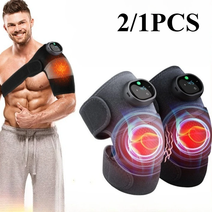 

2/1PCS Rechargeable Heated Knee Massager, Adjustable 3D Fully Heated Knee Pad With Heating Mode And Adjustable Vibration