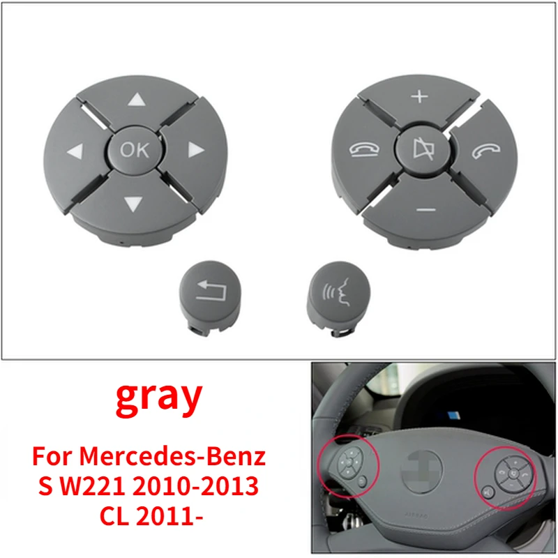 For Mercedes-Benz S W221 2006-2009 10-13 CL 11- Steering Wheel Switch Buttons Cruise Control Knob Cover