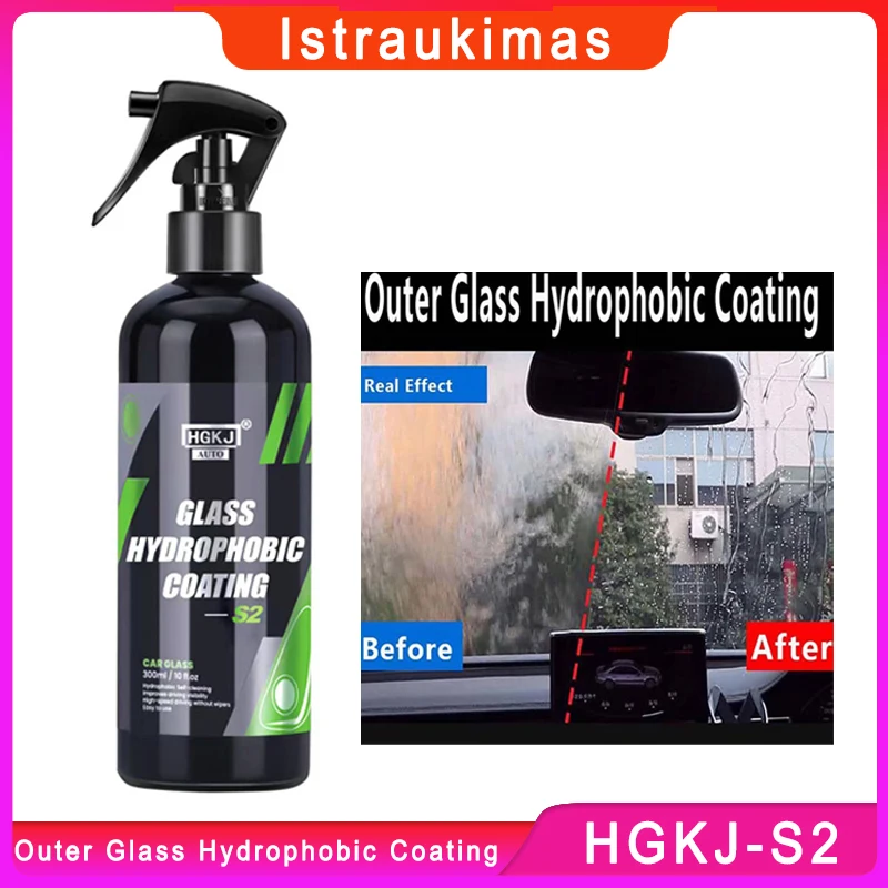 HGKJ S2 Car Anti Rain Spray Glass Hydrophobic Coating Liquid Windshield Mirror Coating Nano Waterproof Spray Car Detailing